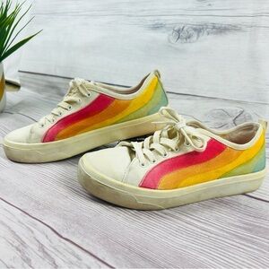 BOBS from Skechers Rainbow Canvas Sneakers Memory Foam Women’s Size 8 Comfort